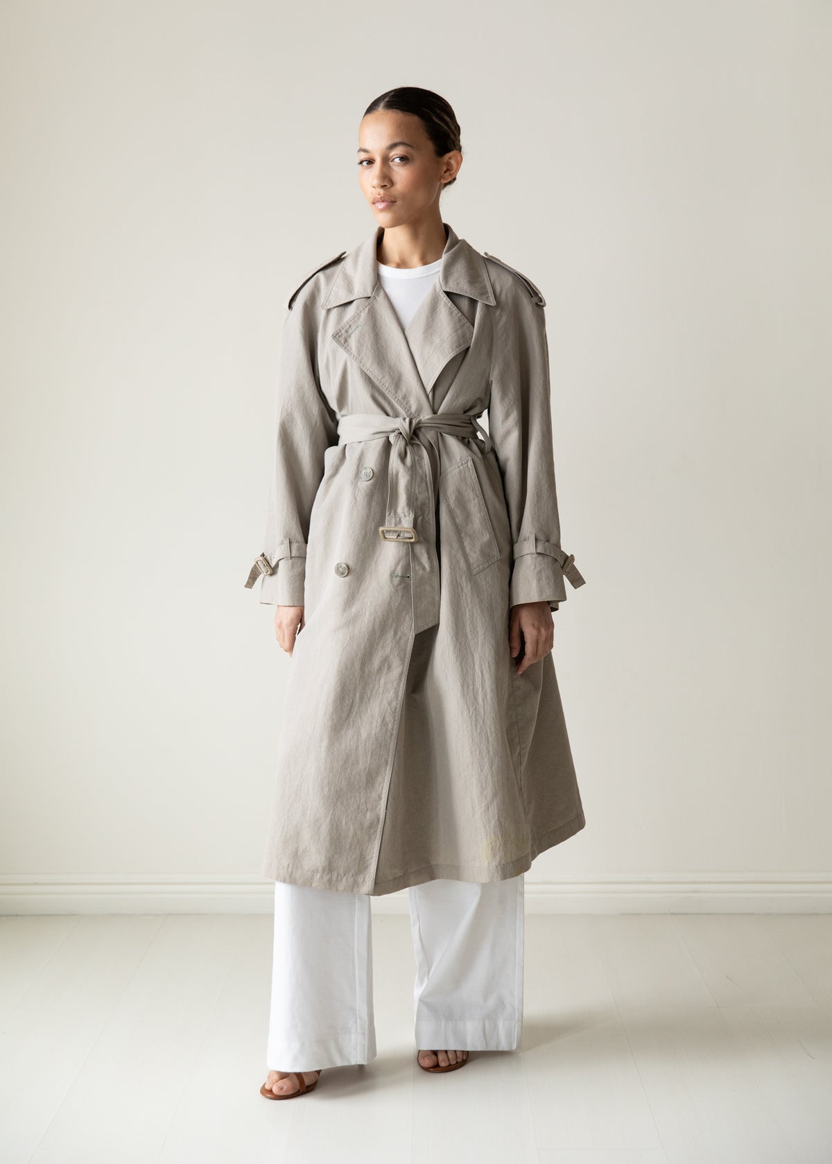 Vintage London Fog Trench Coat in Gray Taupe