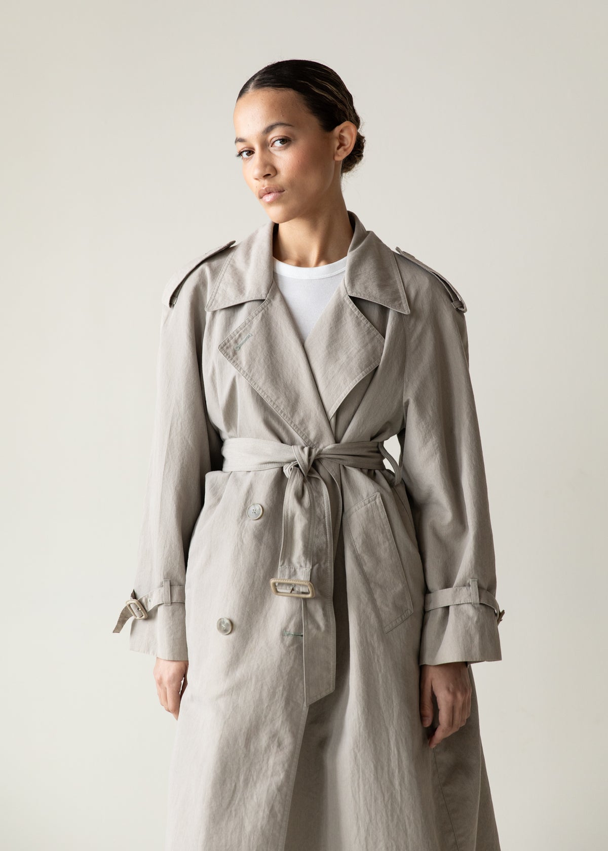 Vintage London Fog Trench Coat in Gray Taupe