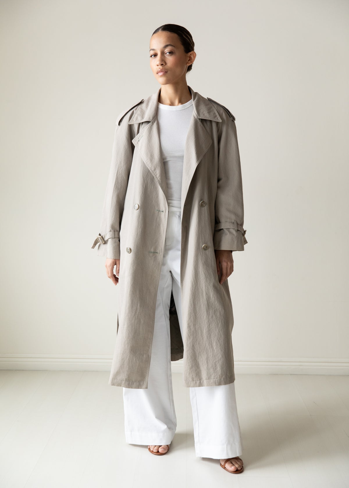 Vintage London Fog Trench Coat in Gray Taupe
