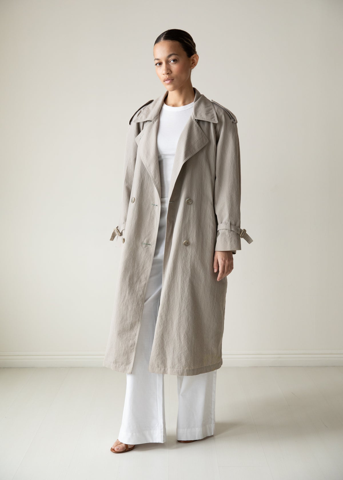 Vintage London Fog Trench Coat in Gray Taupe