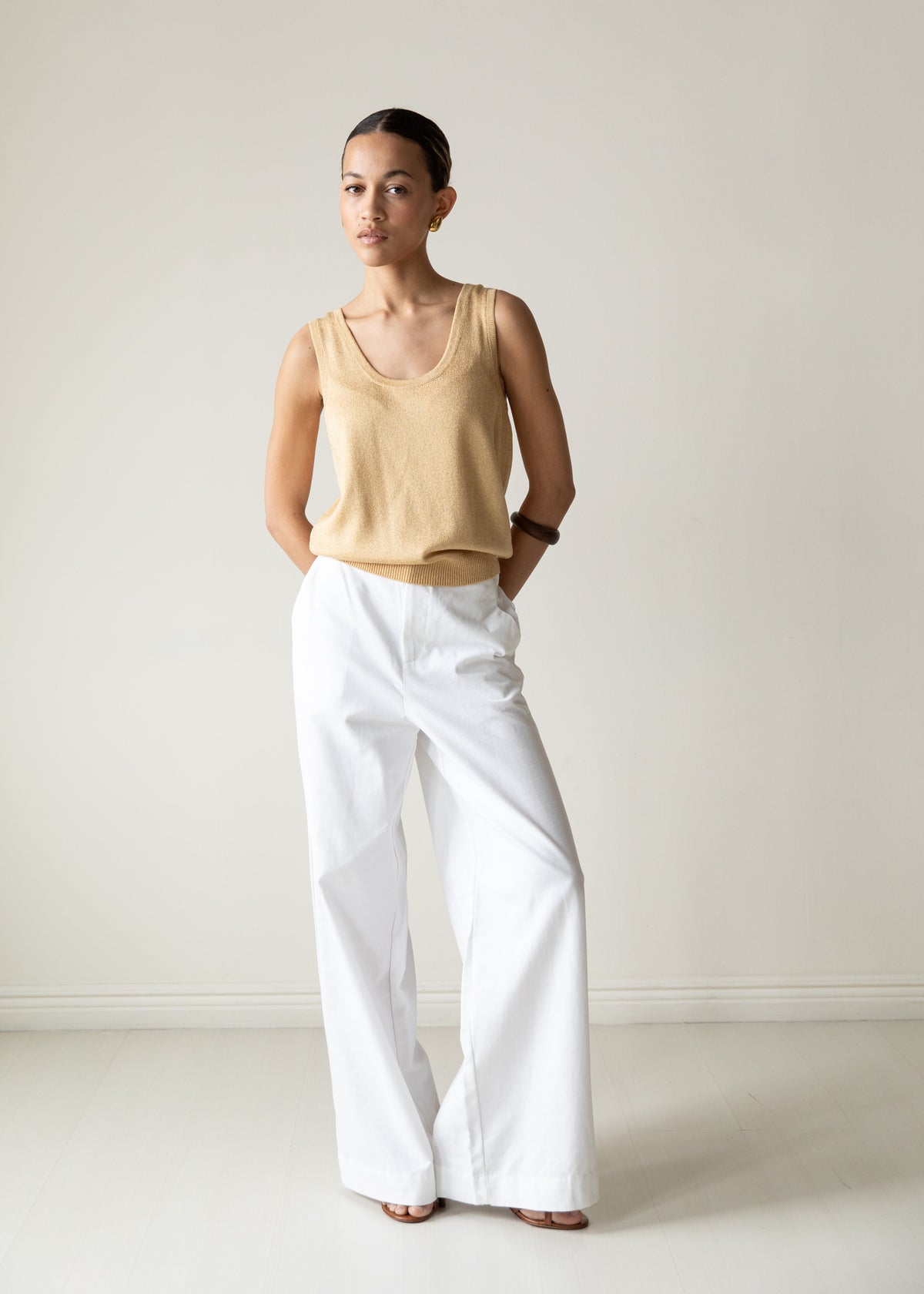 Vintage 90s Gold Knit Shell Tank By St. John