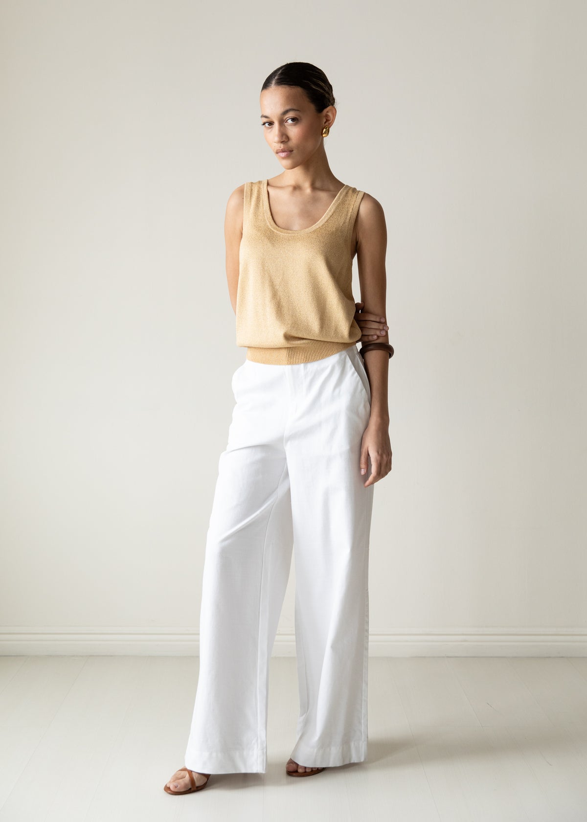 Vintage 90s Gold Knit Shell Tank By St. John