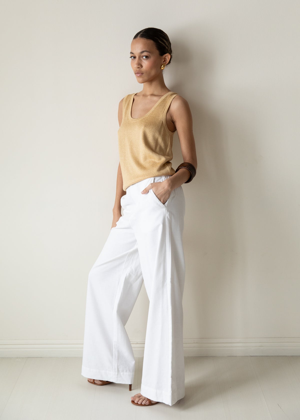 Vintage 90s Gold Knit Shell Tank By St. John