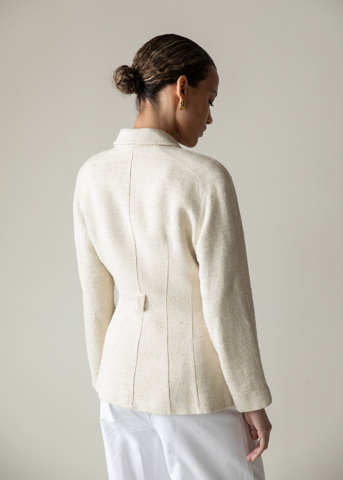 Vintage Mugler Textured Raw Silk Jacket in Cream
