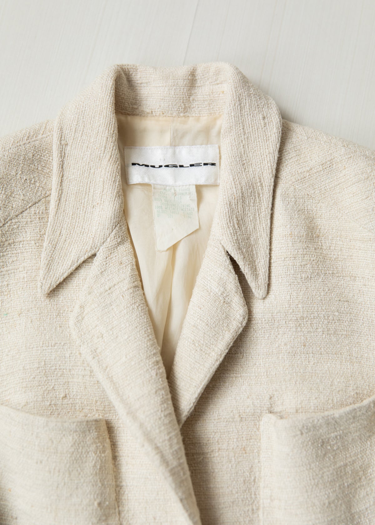 Vintage Mugler Textured Raw Silk Jacket in Cream
