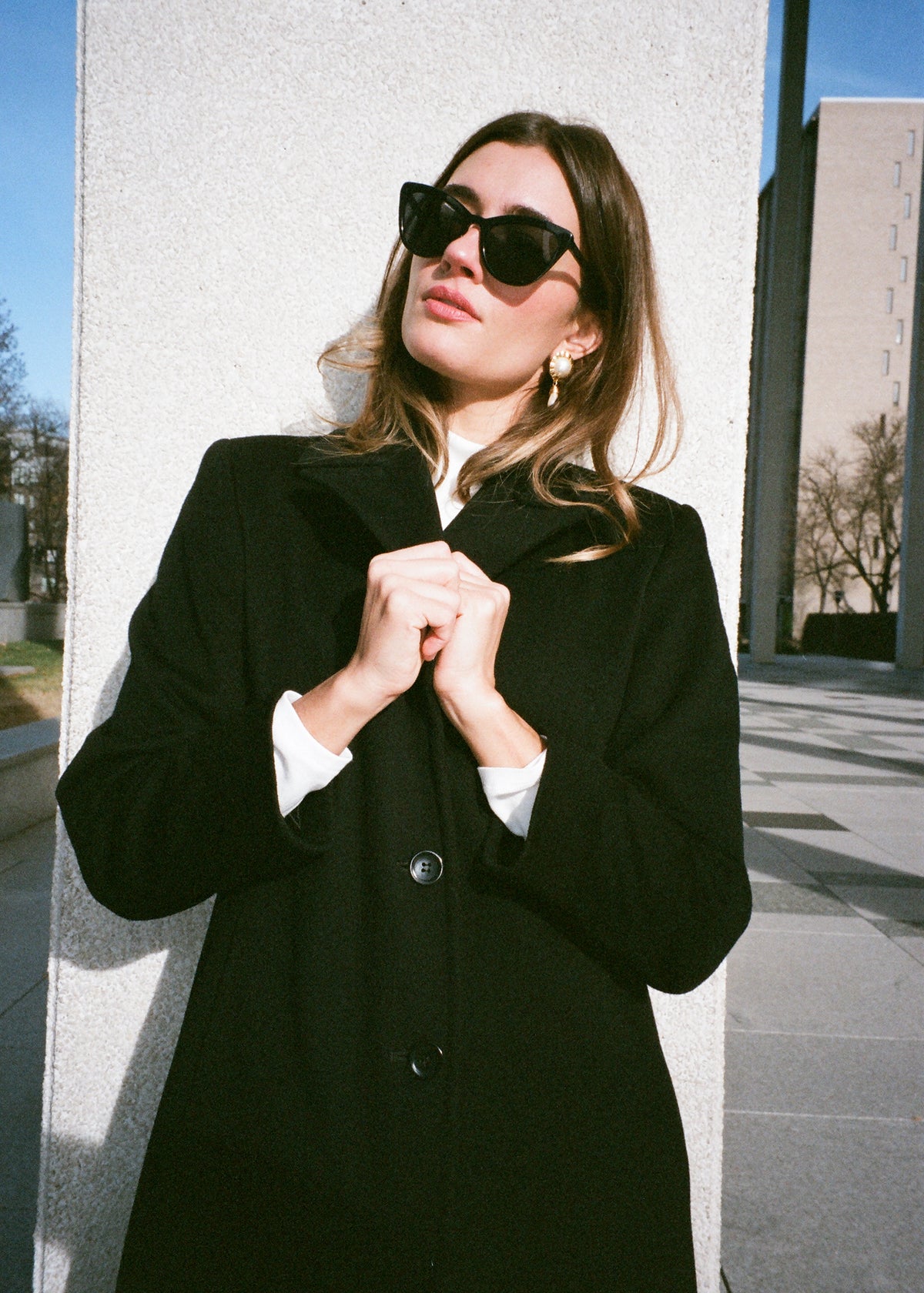 Vintage 90s Calvin Klein Black Merino Wool Coat