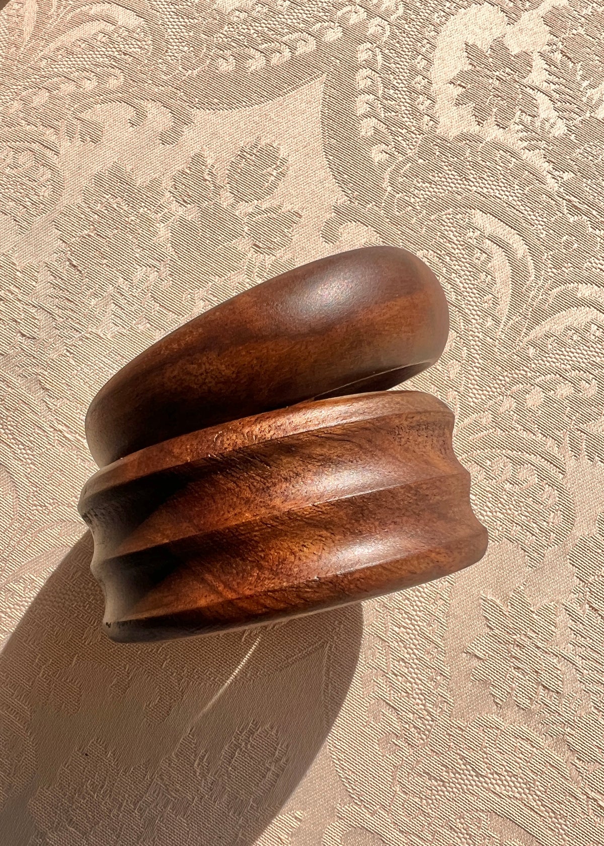 Hand-Carved Walnut Burl Wood Bangles