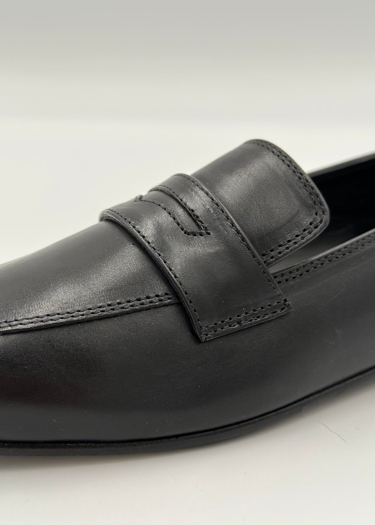 Kate Penny Loafer in Black Leather