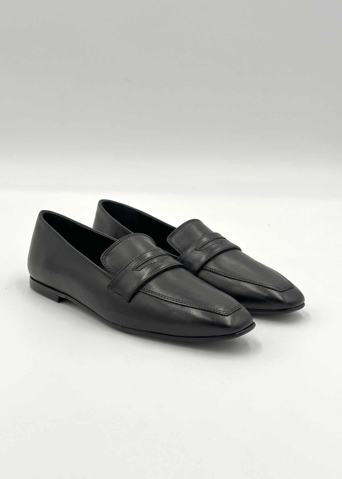 Kate Penny Loafer in Black Leather