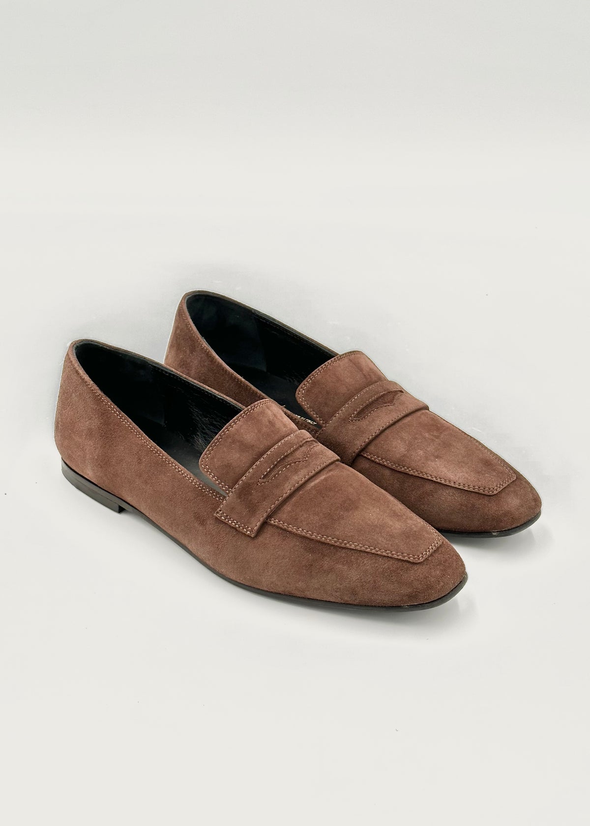 Kate Penny Loafer in Mocha Brown Suede