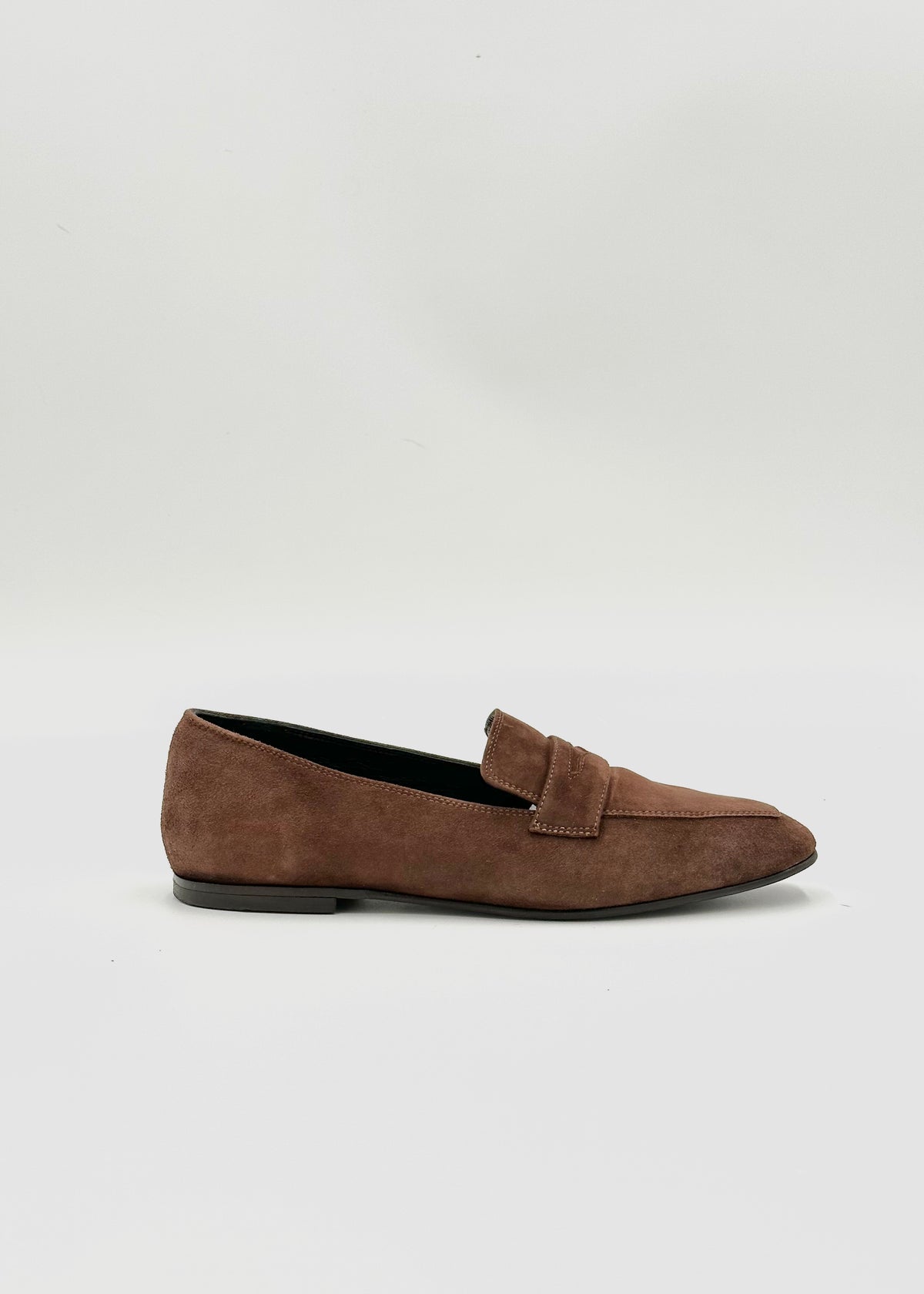 Kate Penny Loafer in Mocha Brown Suede