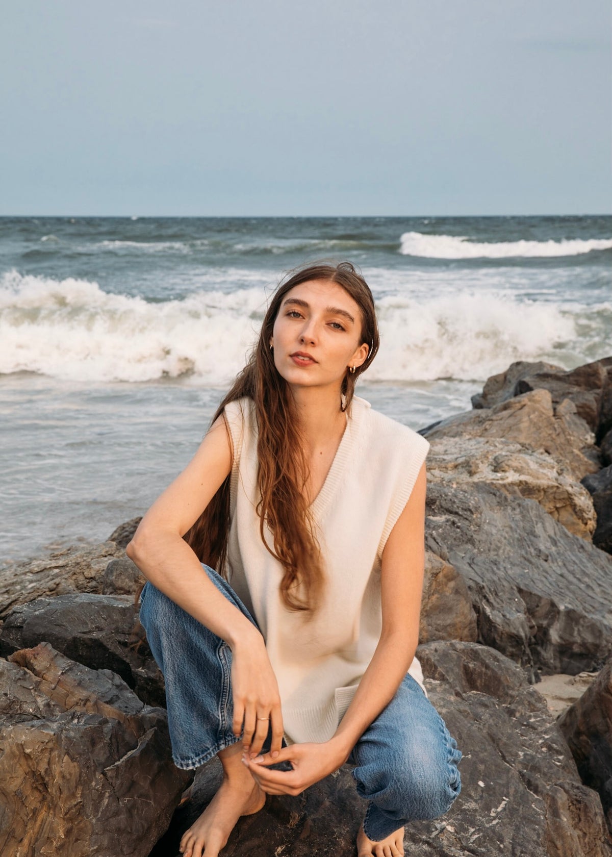 Felicity Sweater Vest in Alabaster Cashmere