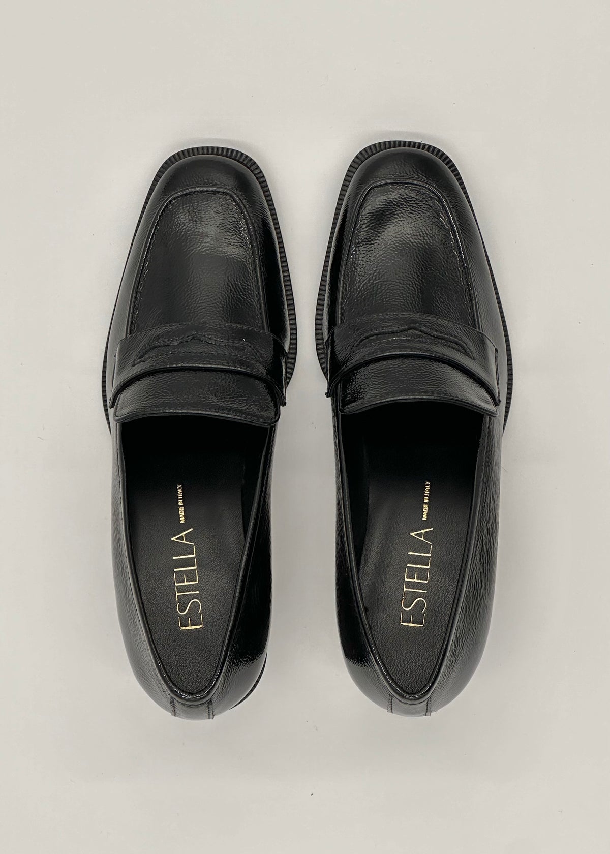 Alice Heeled Penny Loafer in Black Patent Leather