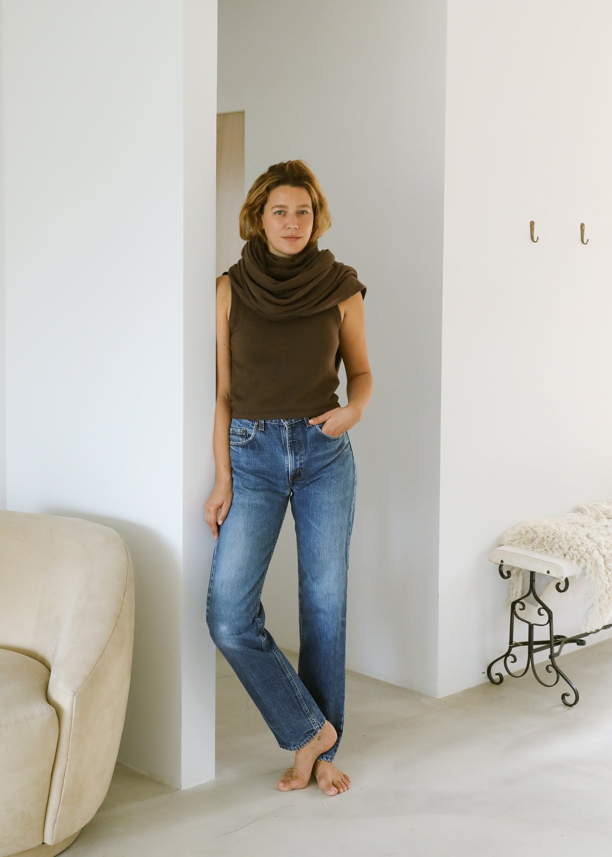 Maggie Scarf in Coffee Brown Cashmere