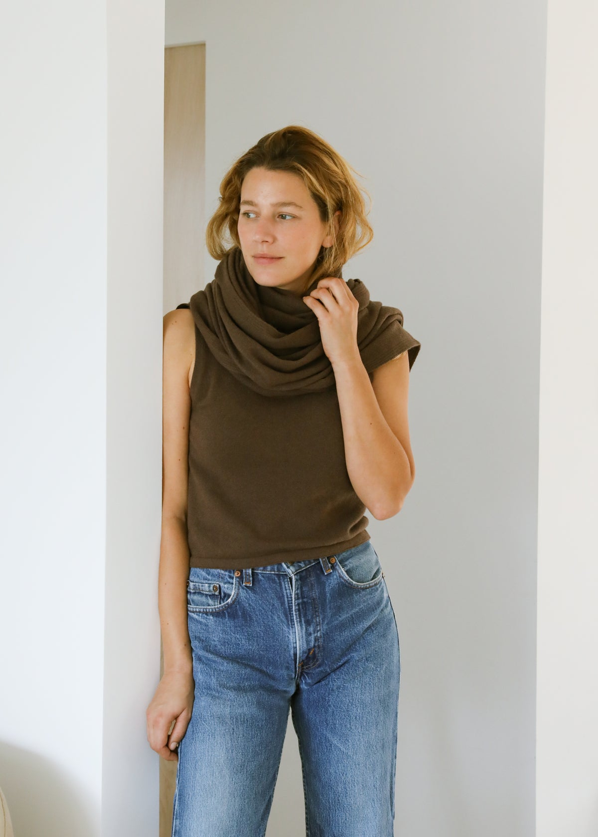 Maggie Scarf in Coffee Brown Cashmere