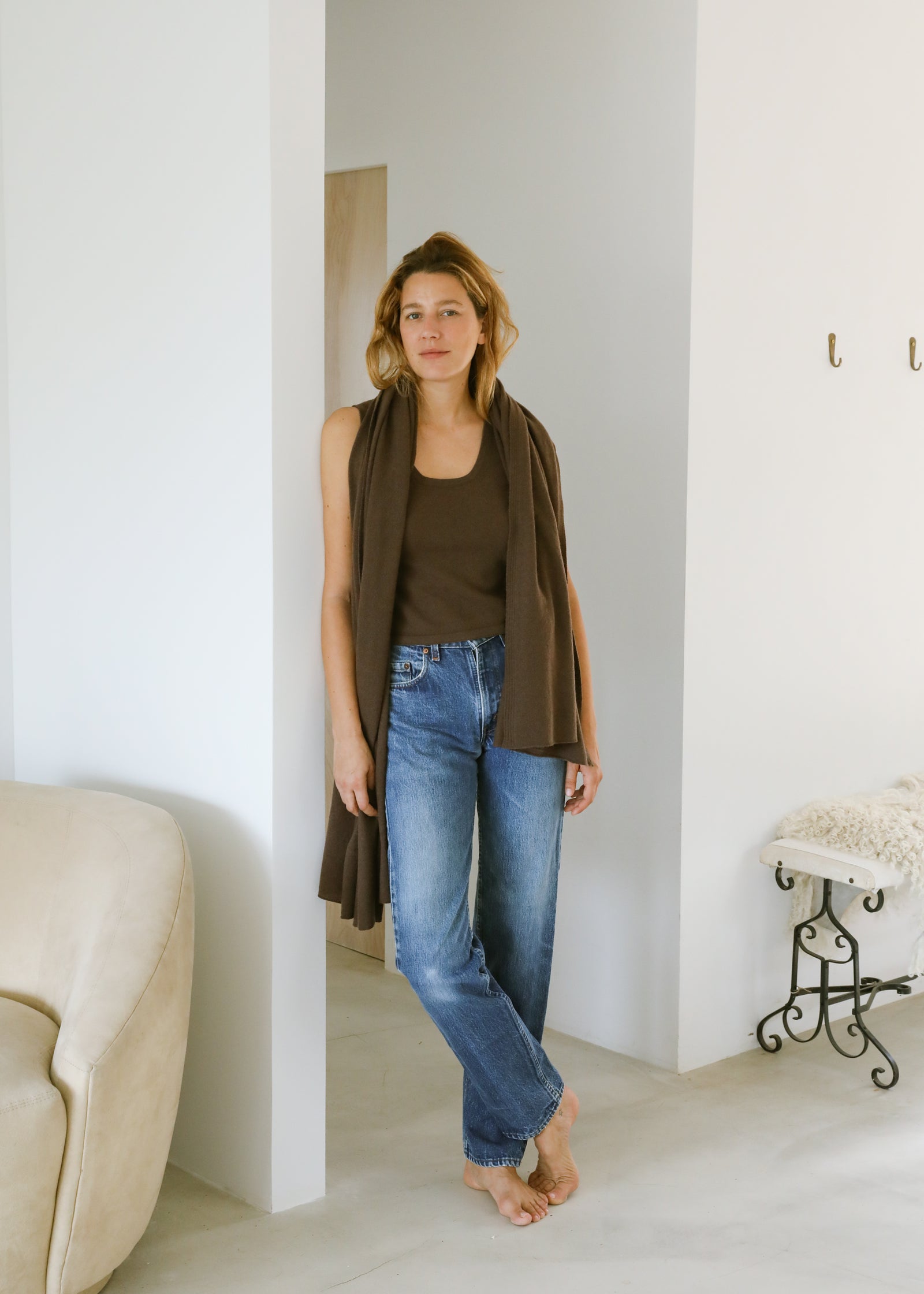 Estella NYC Maggie Scarf in Coffee Brown Cashmere