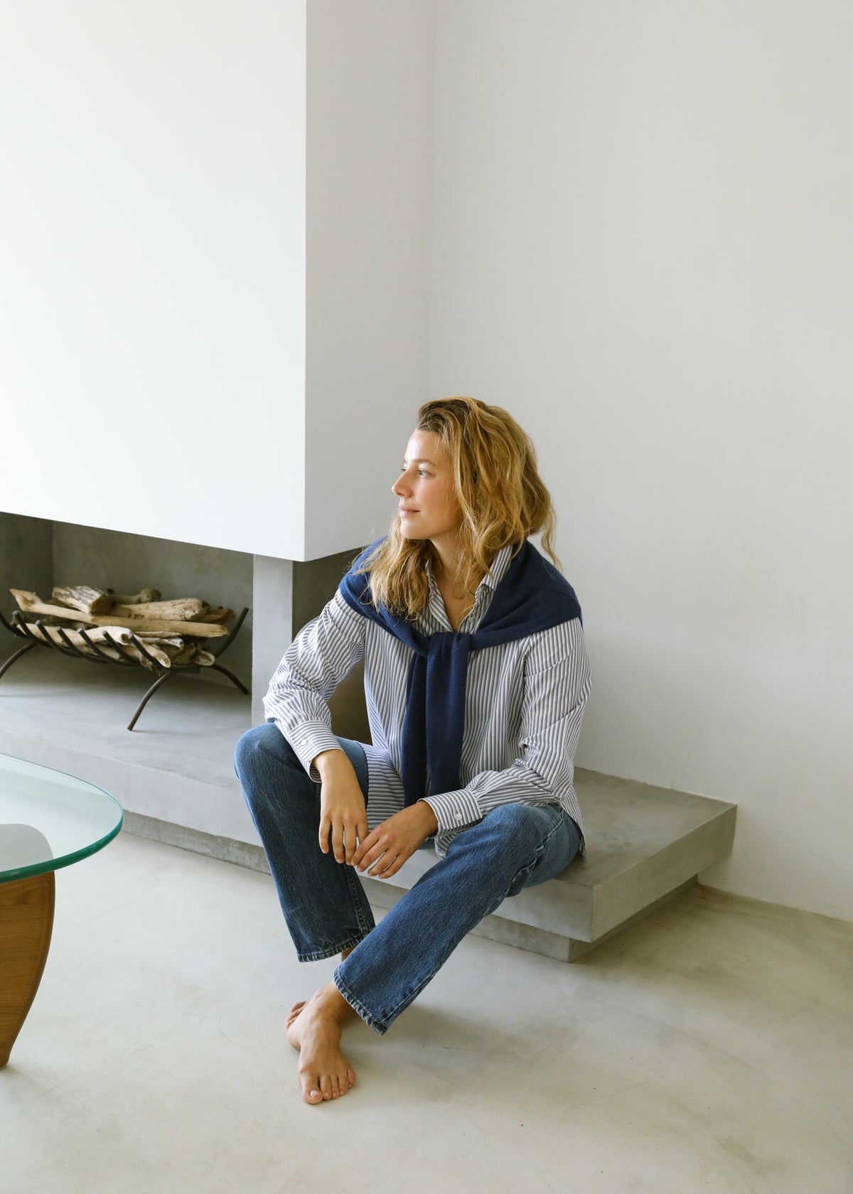 Valetta Sweater Scarf in Cobalt Blue Cashmere