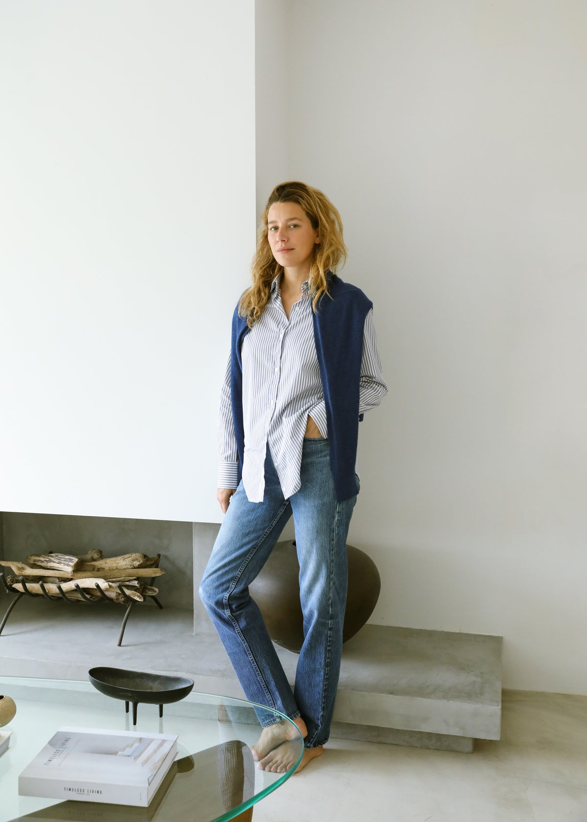 Valetta Sweater Scarf in Cobalt Blue Cashmere