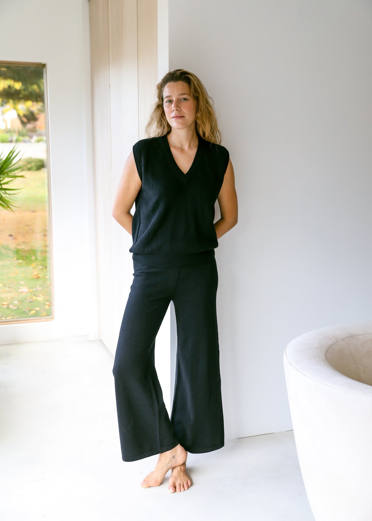 Camille Pants in Black Cashmere