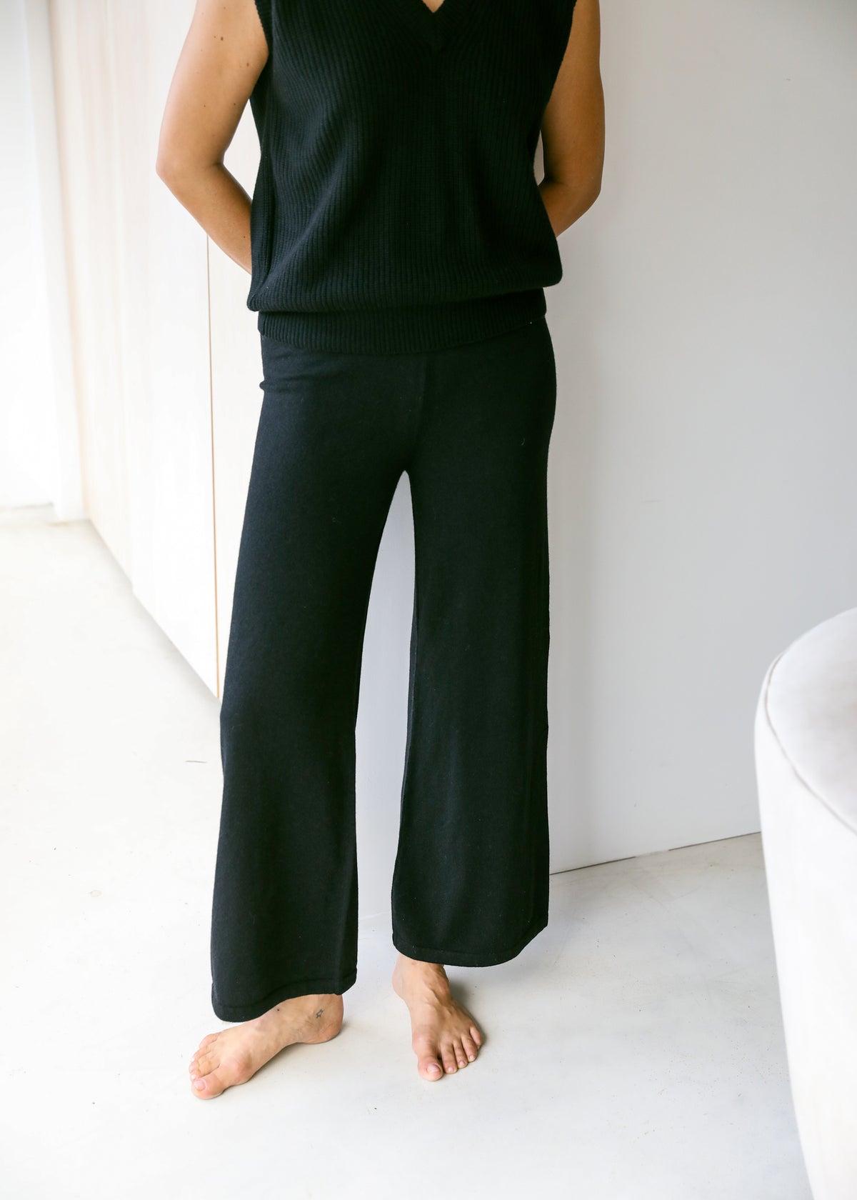 Camille Pants in Black Cashmere