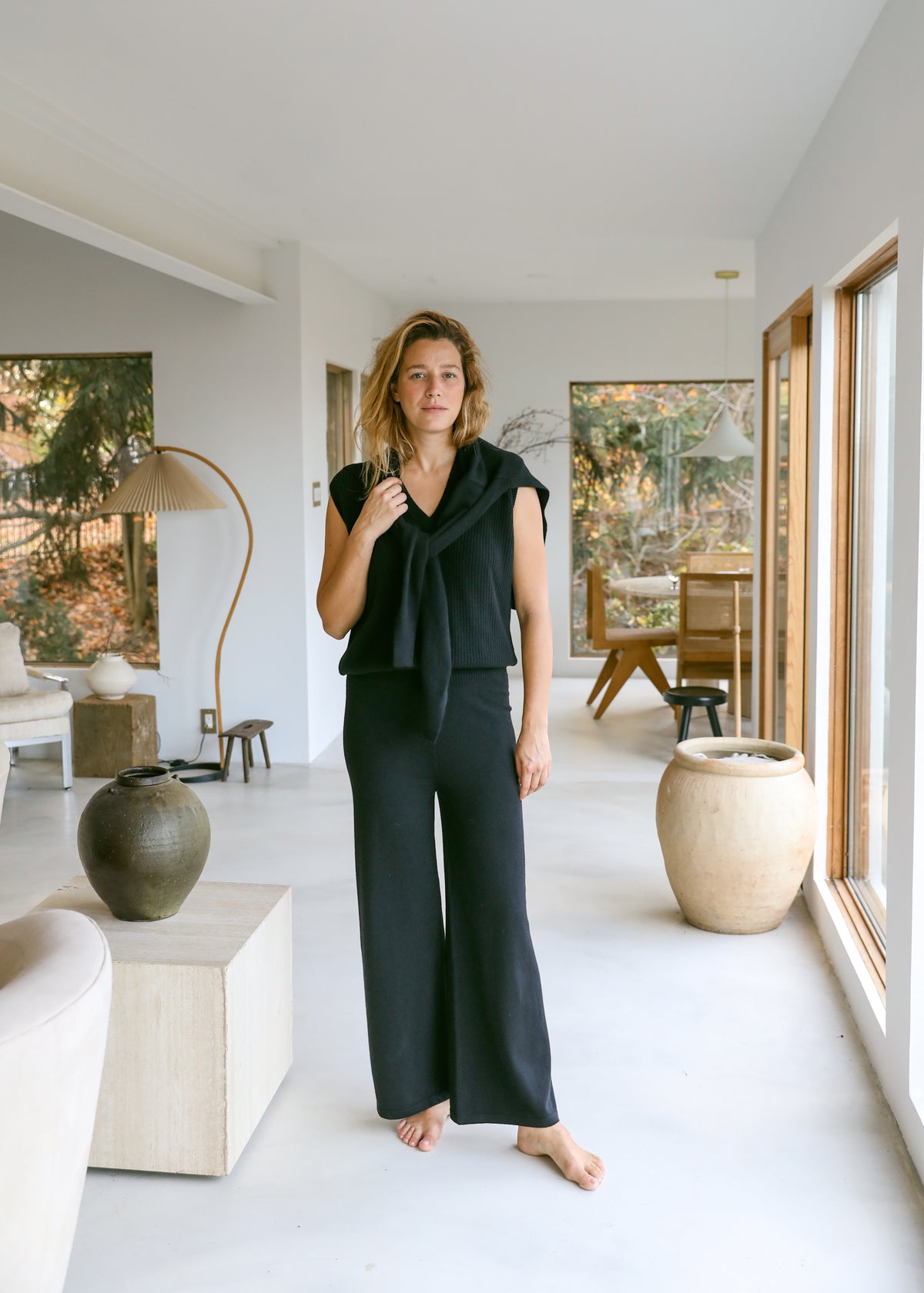 Camille Pants in Black Cashmere