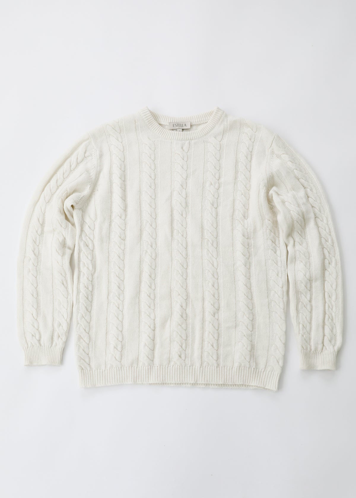 Estella NYC Daria Cable Knit Pullover in Winter White