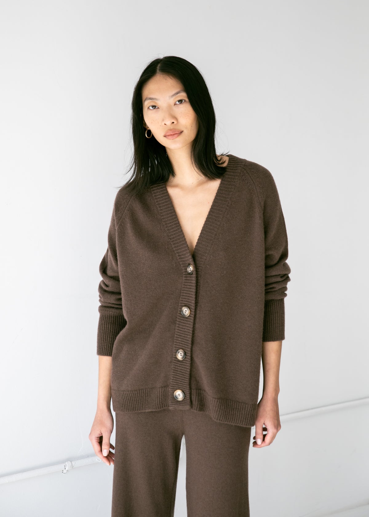 Helena Cardigan in Coffee Brown Cashmere