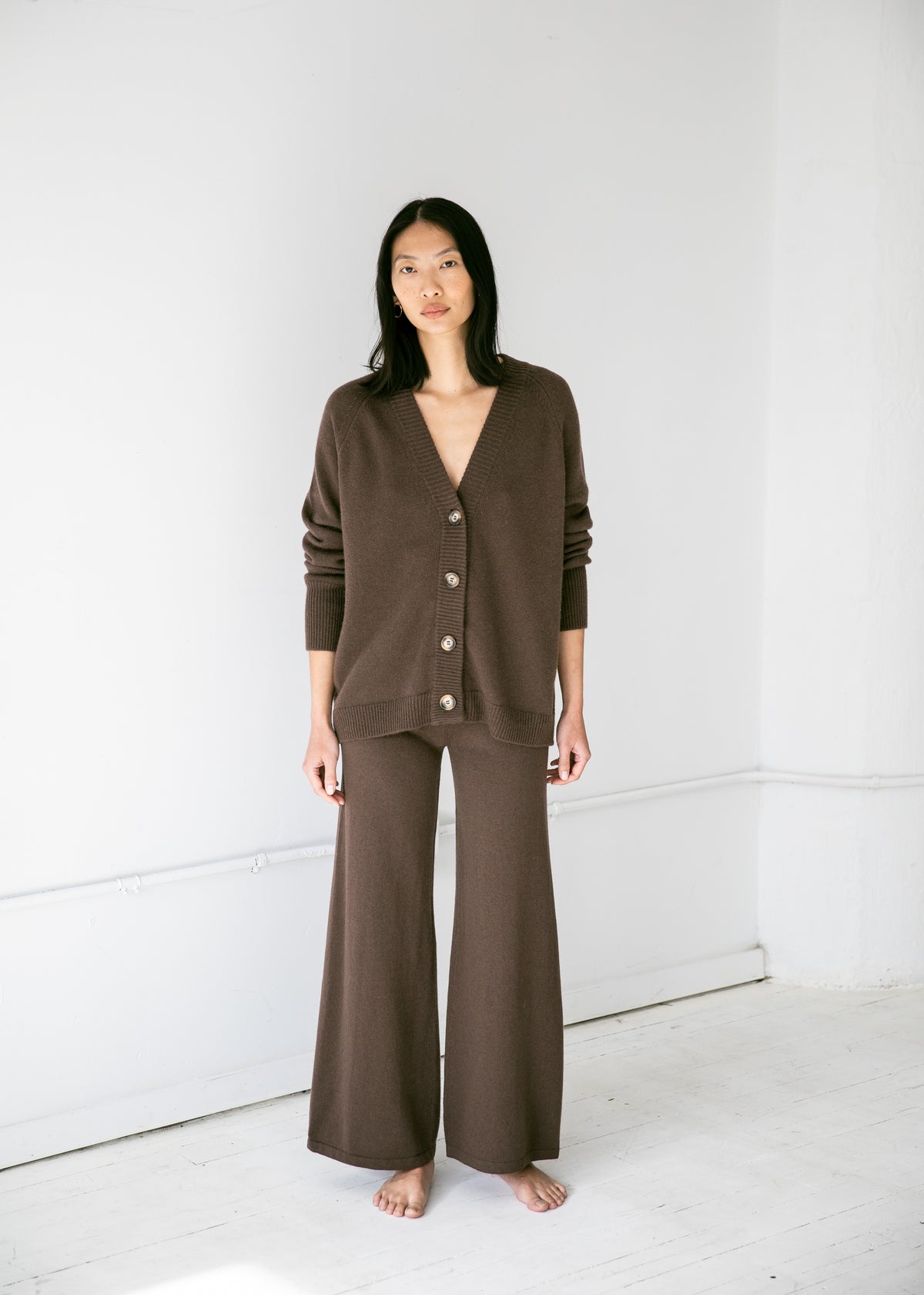 Helena Cardigan in Coffee Brown Cashmere