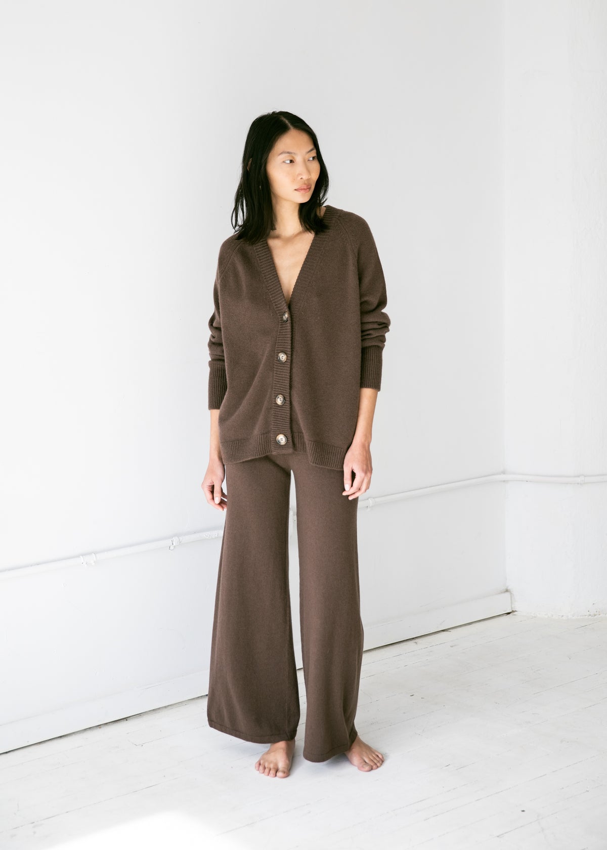 Camille Pants in Coffee Brown Cashmere