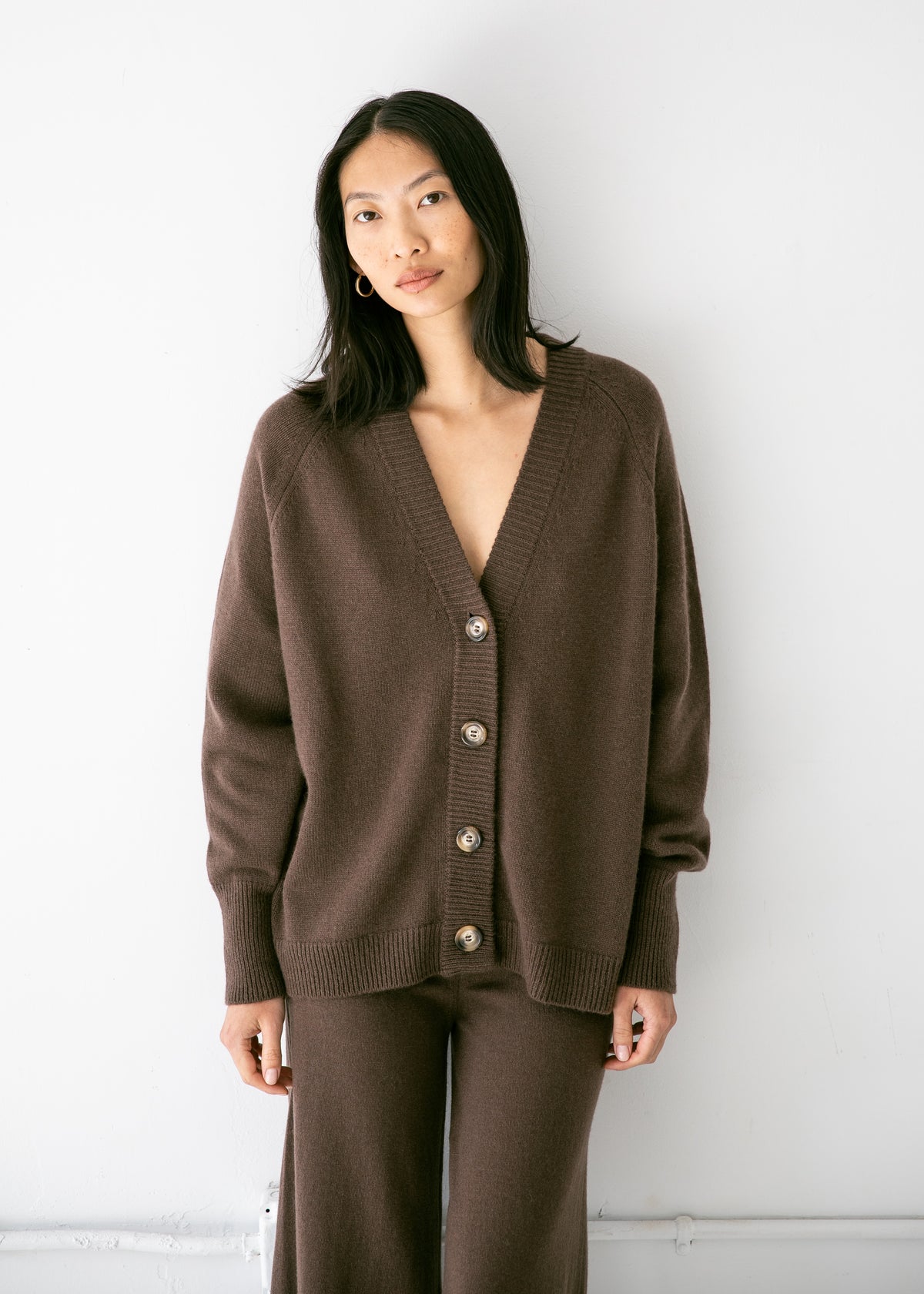 Helena Cardigan in Coffee Brown Cashmere