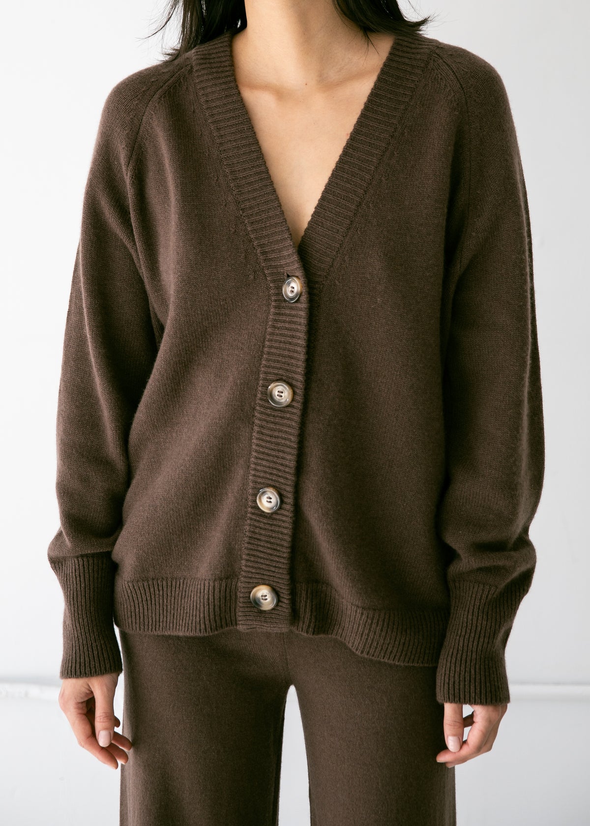 Helena Cardigan in Coffee Brown Cashmere