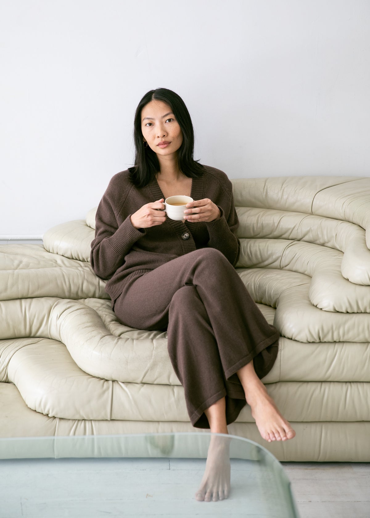 Helena Cardigan in Coffee Brown Cashmere