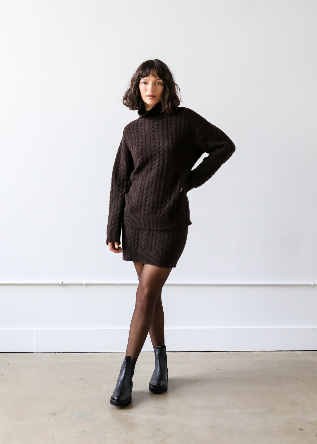 Beatrice Skirt in Espresso Cashmere