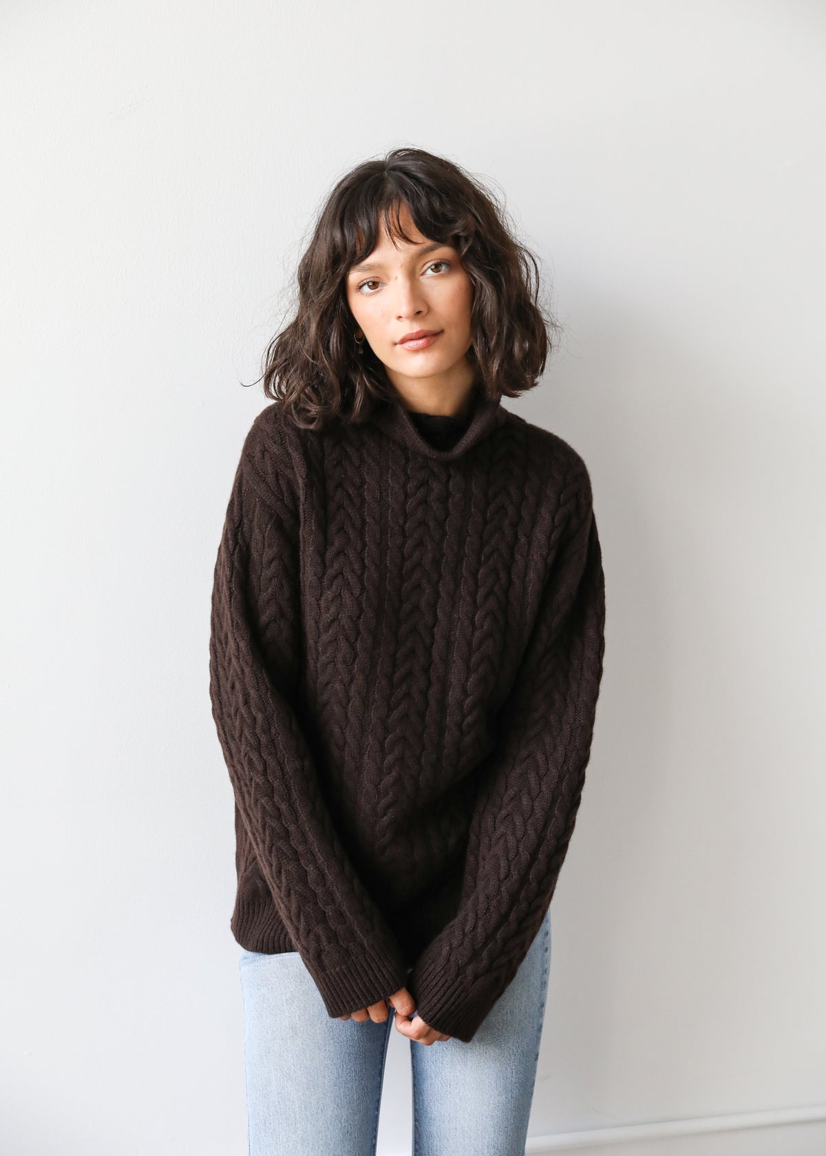 Estella NYC Beatrice Sweater in Espresso Cashmere