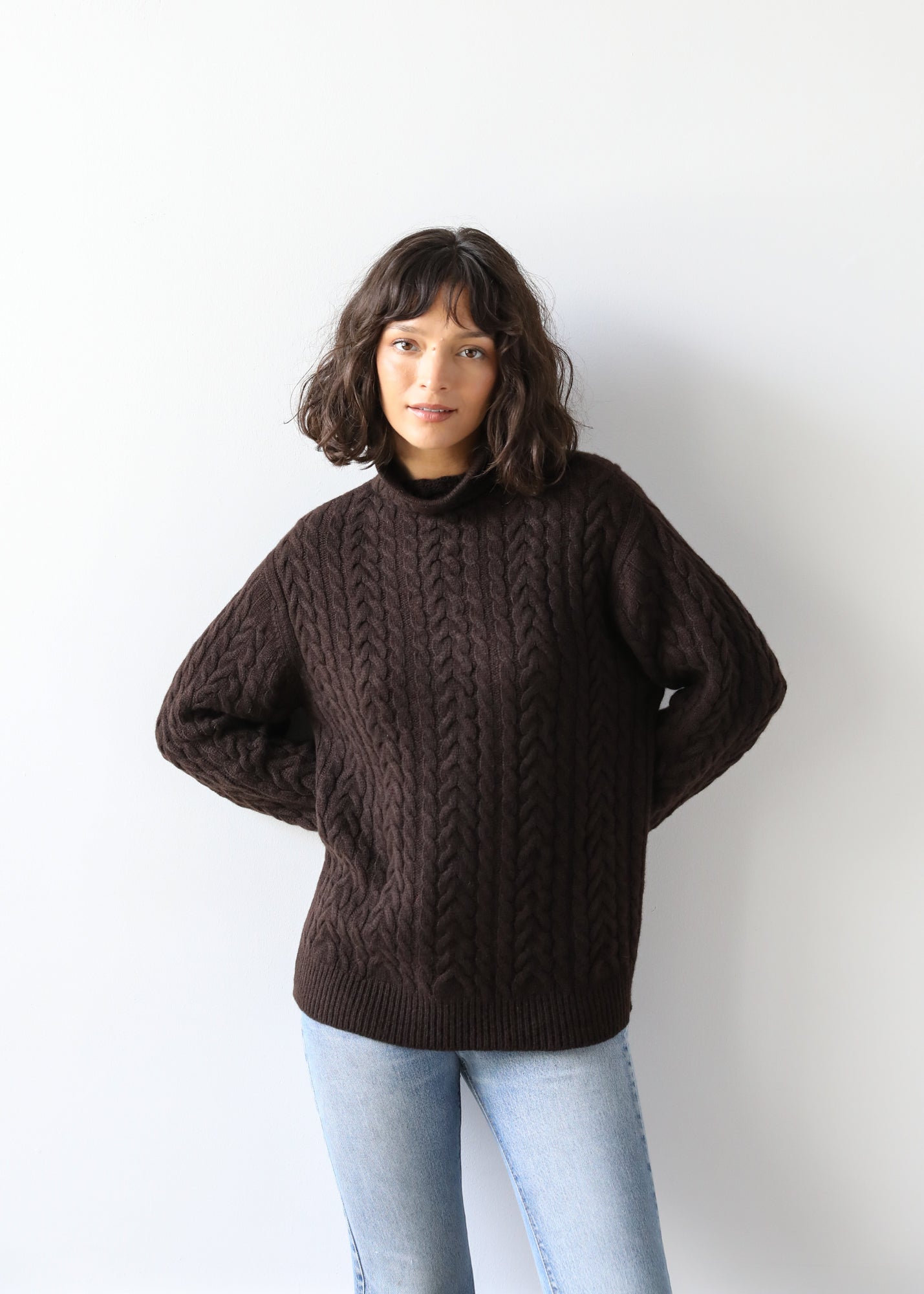 Estella NYC Beatrice Sweater in Espresso Cashmere