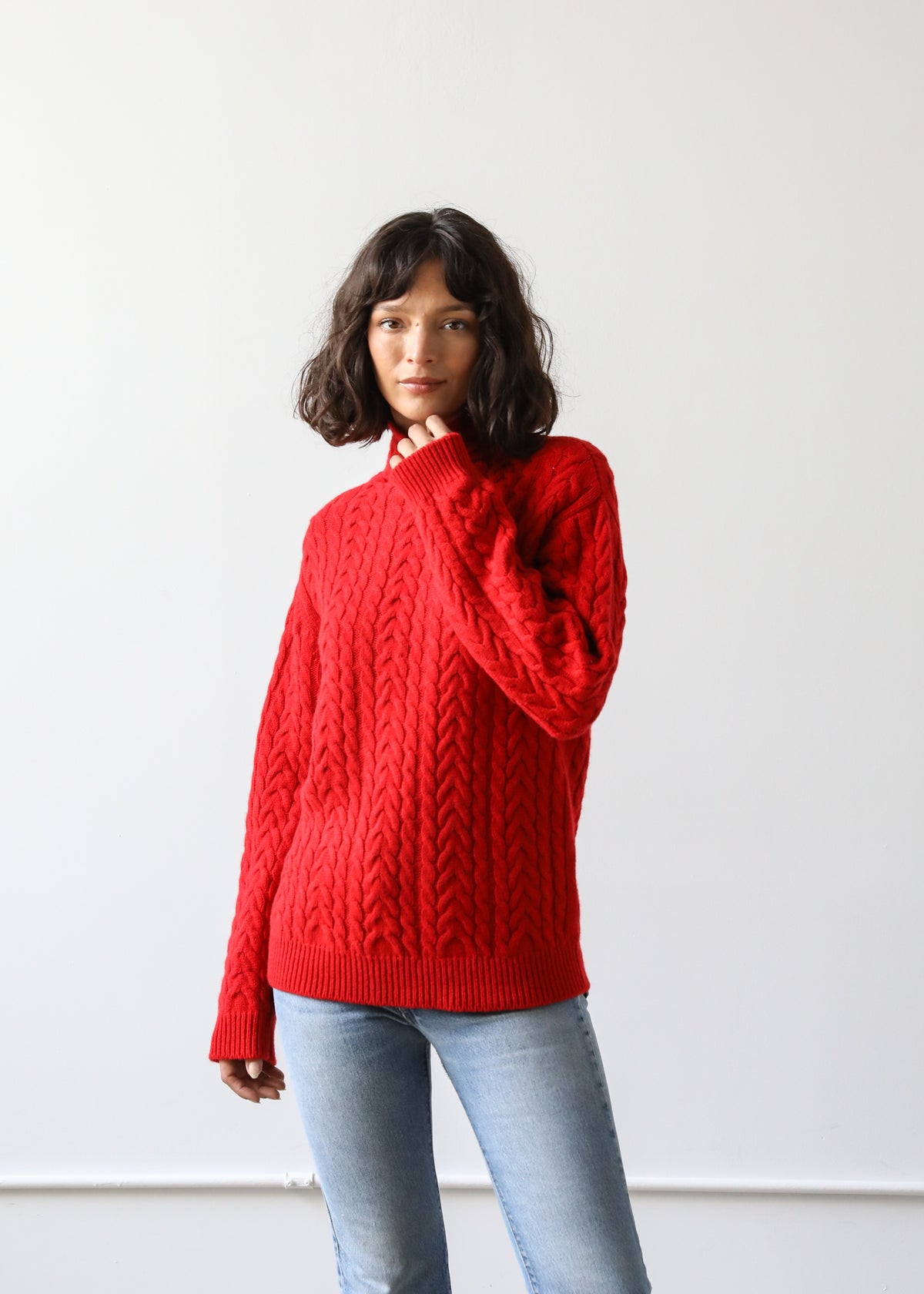 Beatrice Sweater in Scarlett Red Cashmere