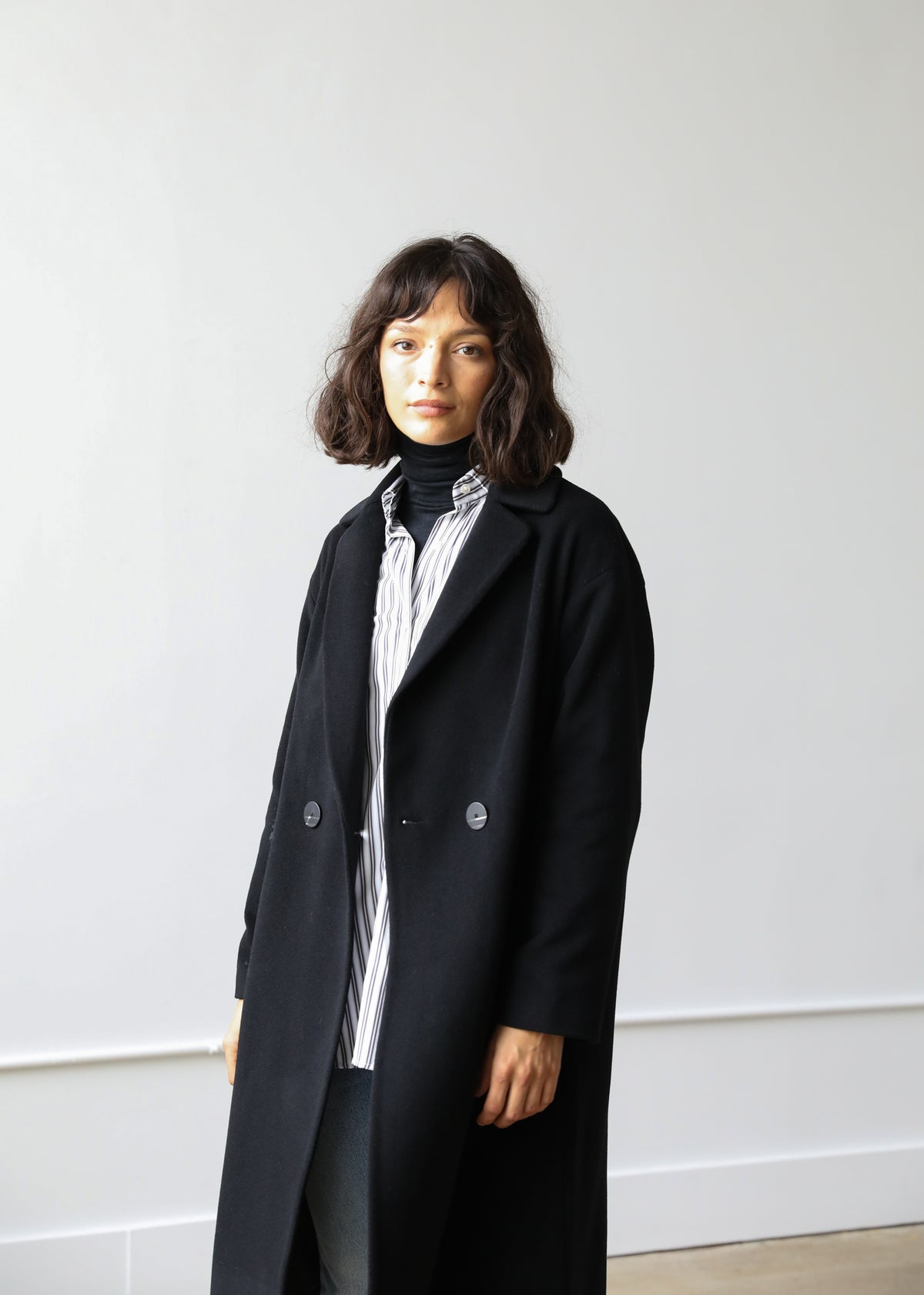 Liya Coat in Black Virgin Wool