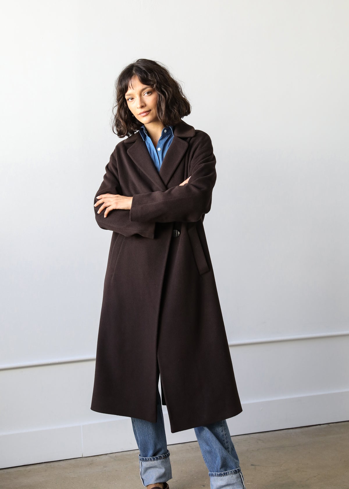 Liya Coat in Espresso Brown Virgin Wool