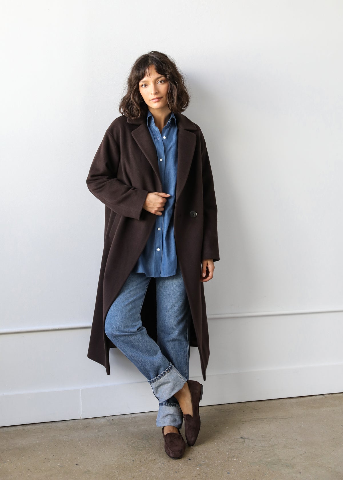 Estella NYC Liya Coat in Espresso Brown Virgin Wool