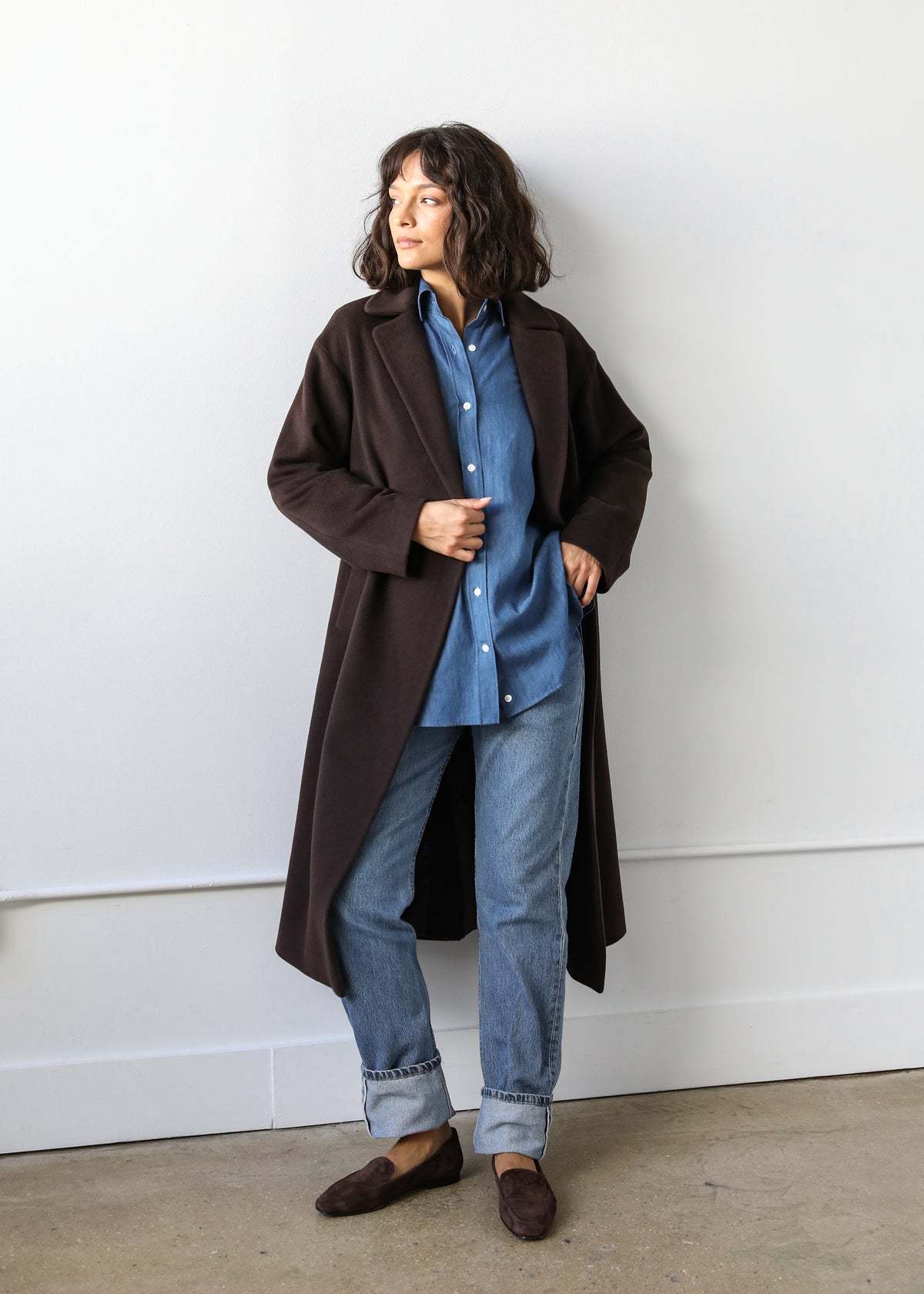 Liya Coat in Espresso Brown Virgin Wool