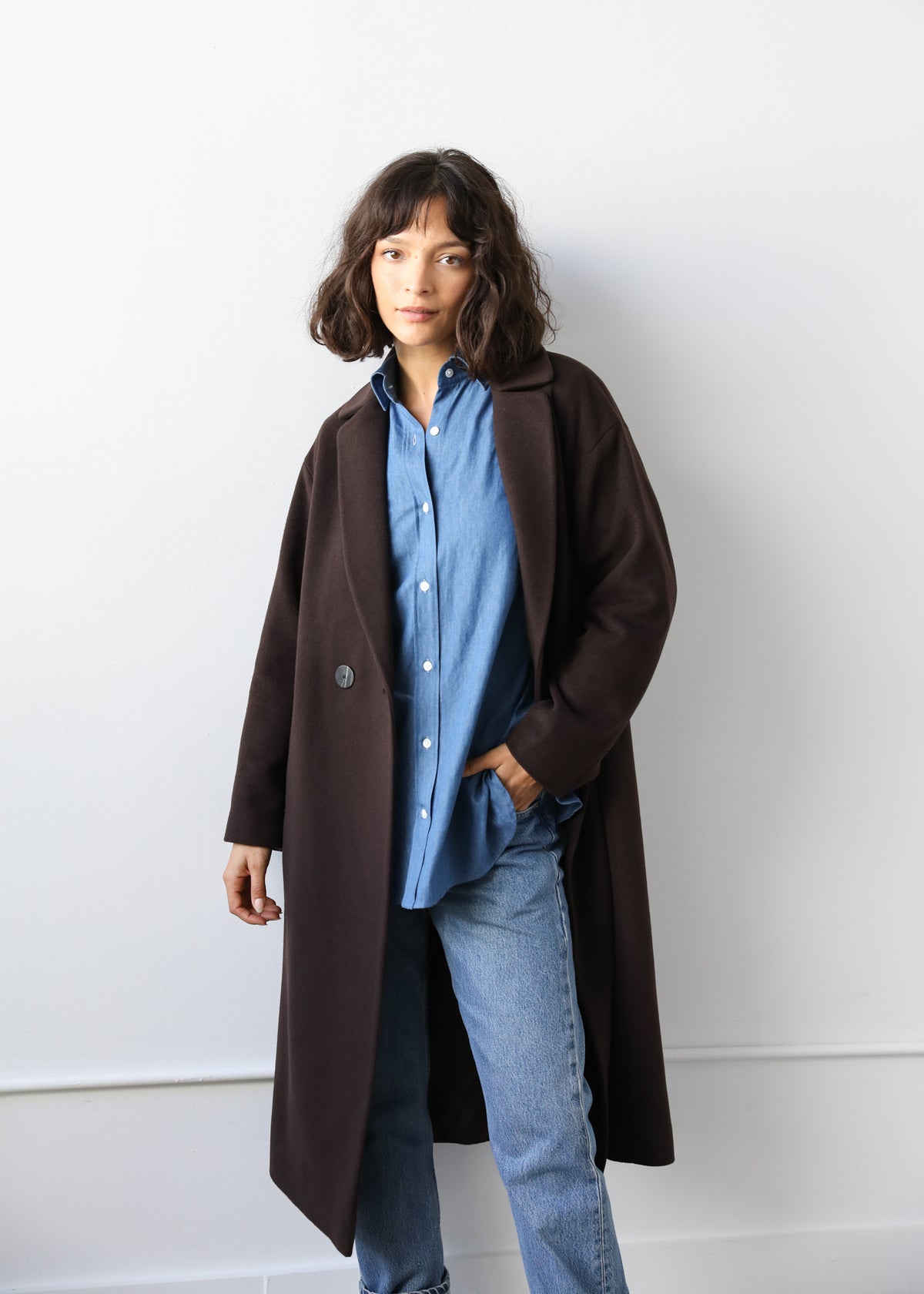 Liya Coat in Espresso Brown Virgin Wool