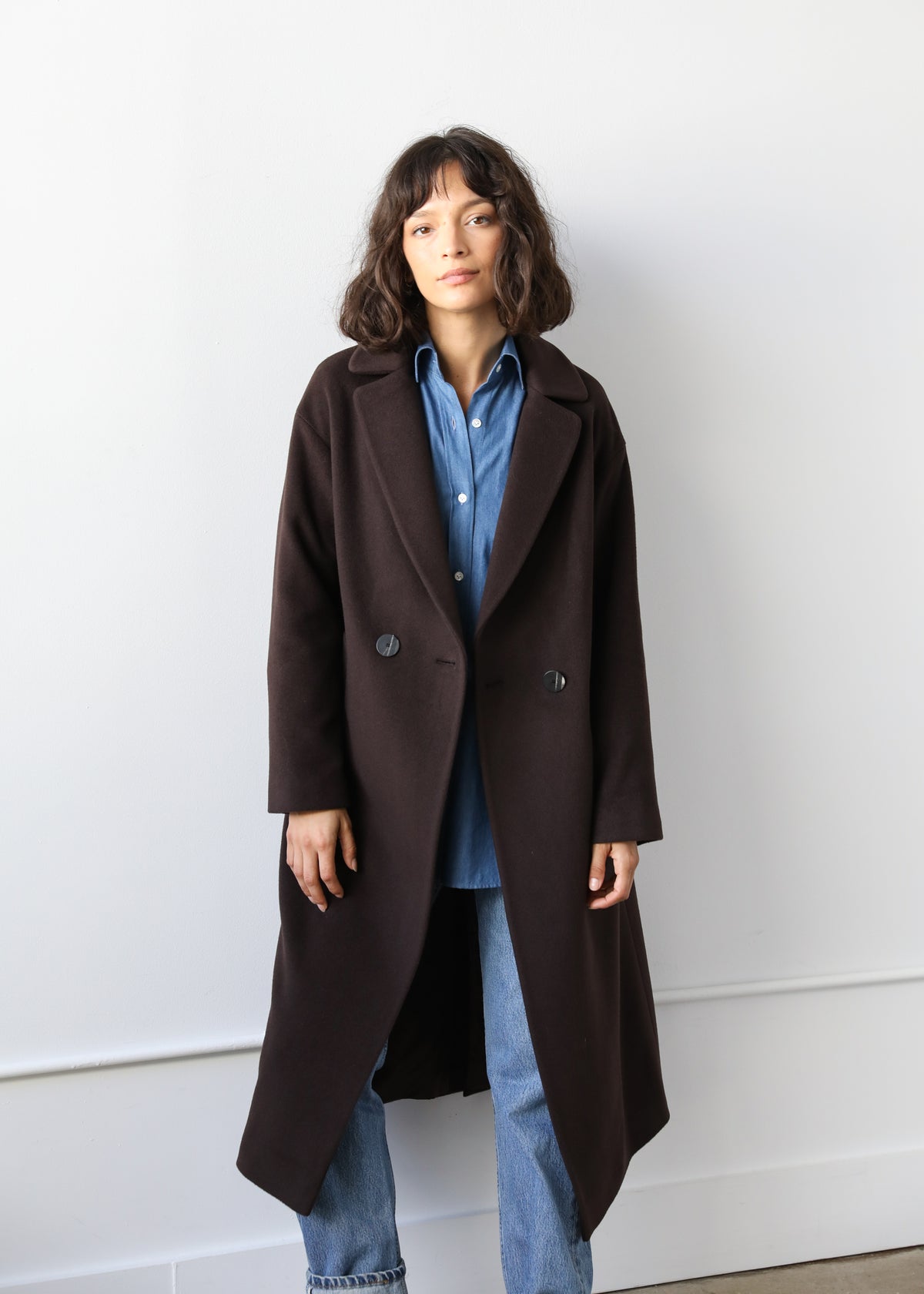 Liya Coat in Espresso Brown Virgin Wool