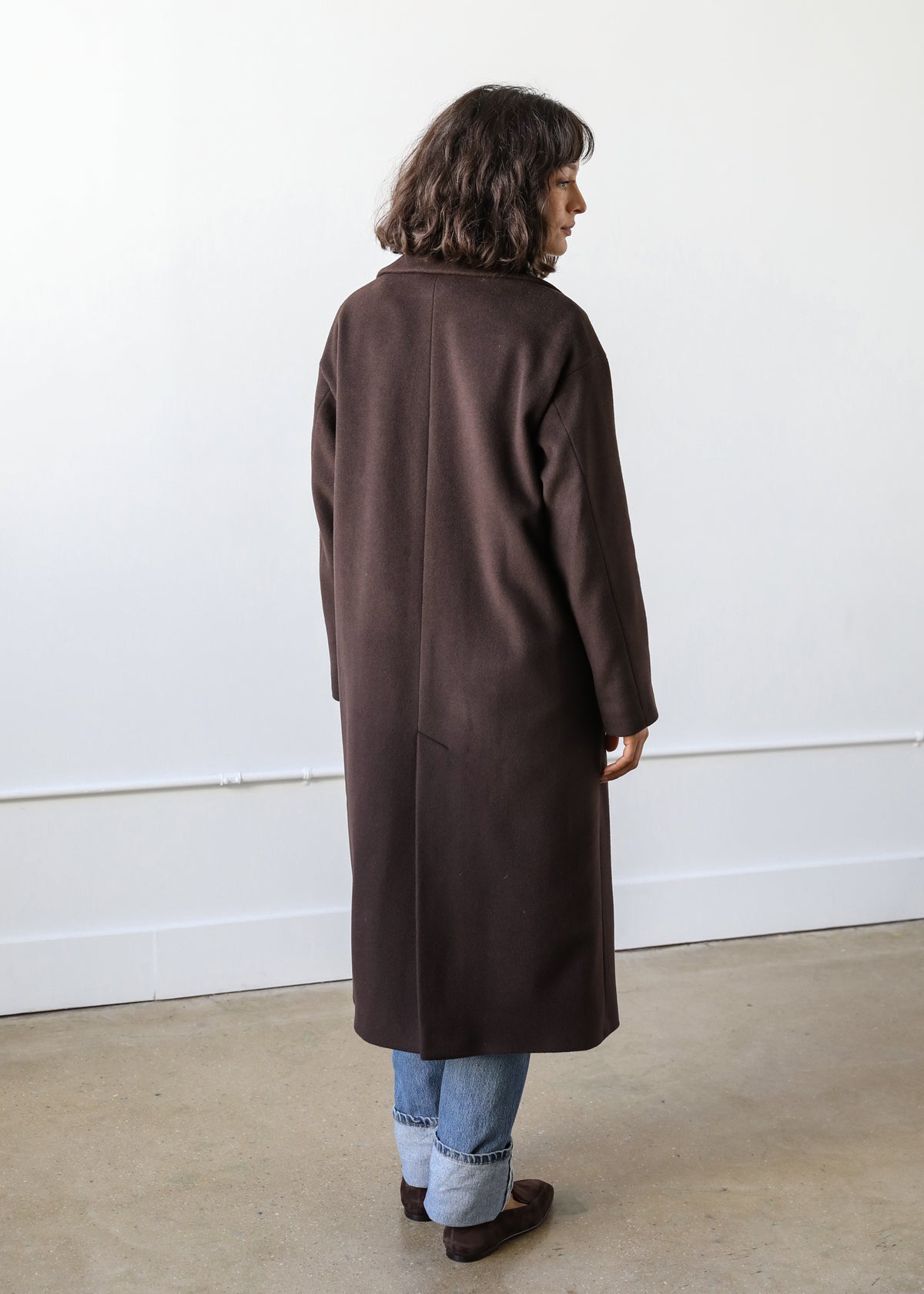 Liya Coat in Espresso Brown Virgin Wool