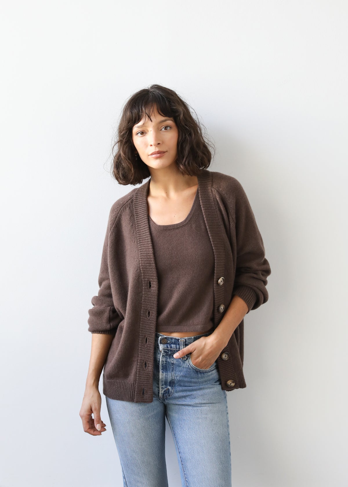 Helena Tank in Coffee Brown Cashmere