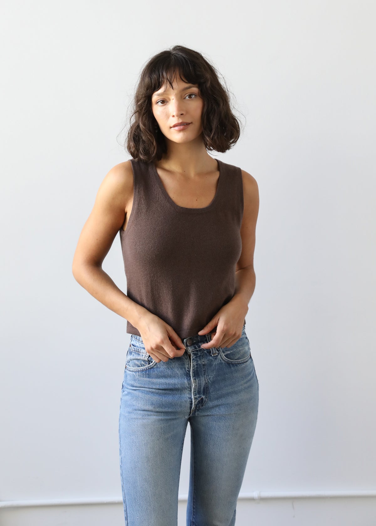 Helena Tank in Coffee Brown Cashmere