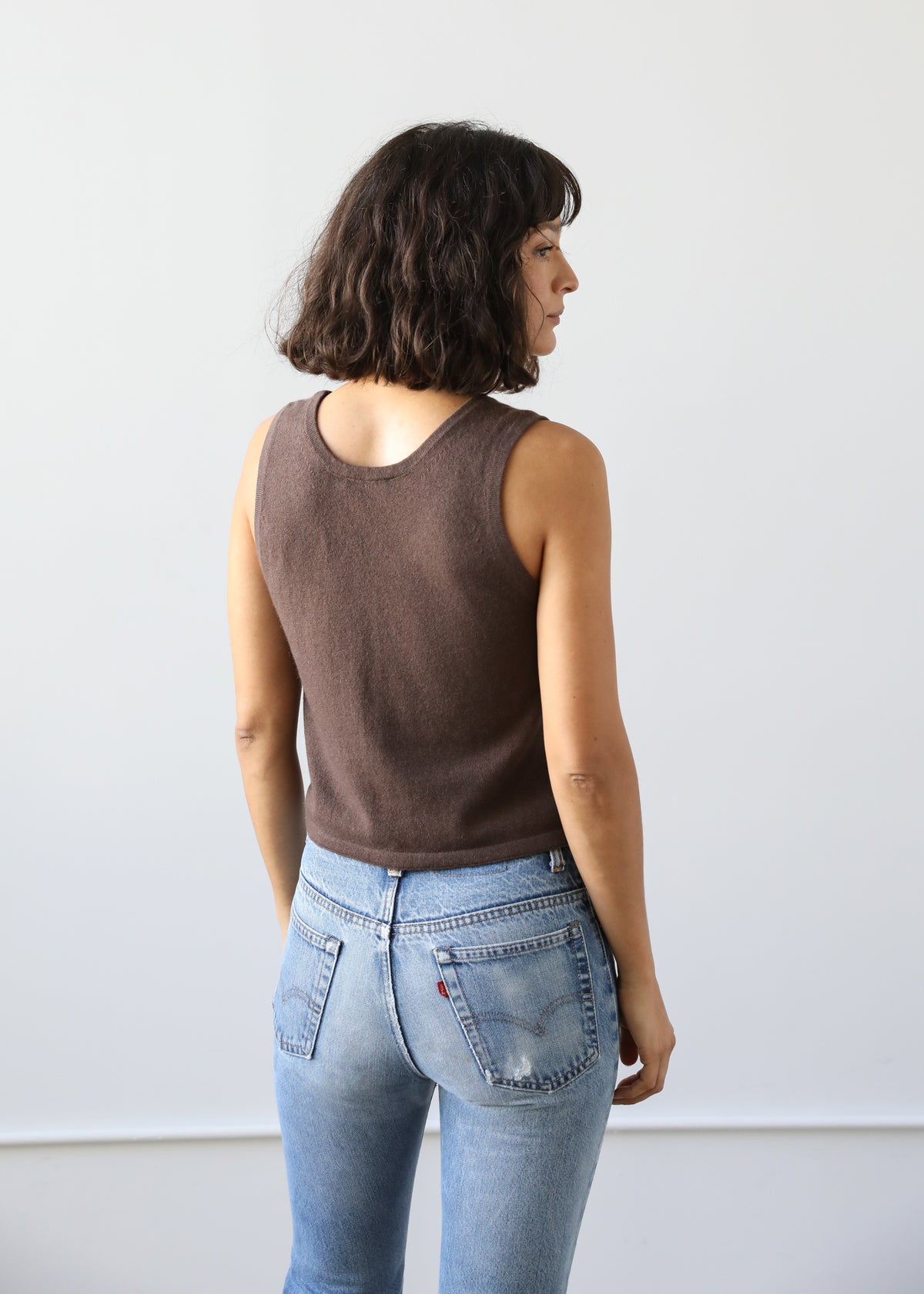 Helena Tank in Coffee Brown Cashmere