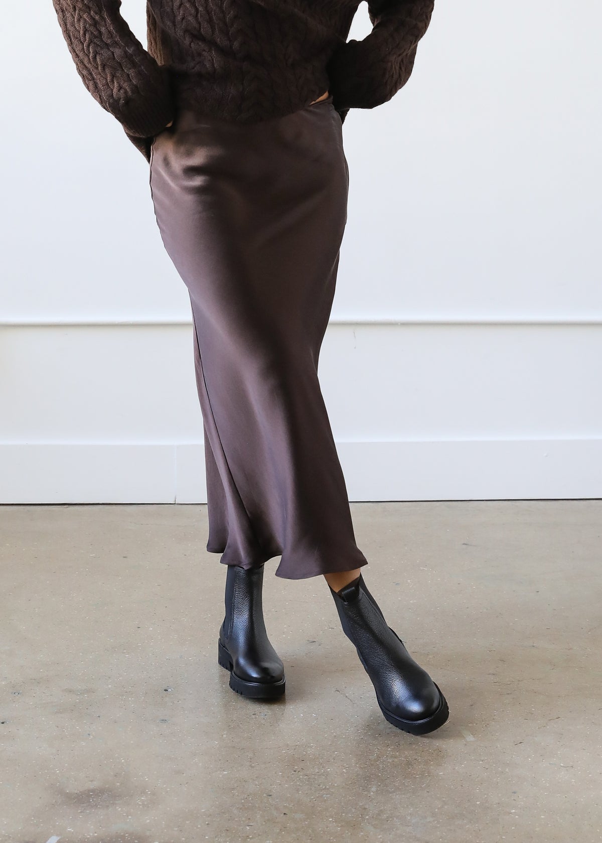 Sophia Skirt in Espresso Brown Silk