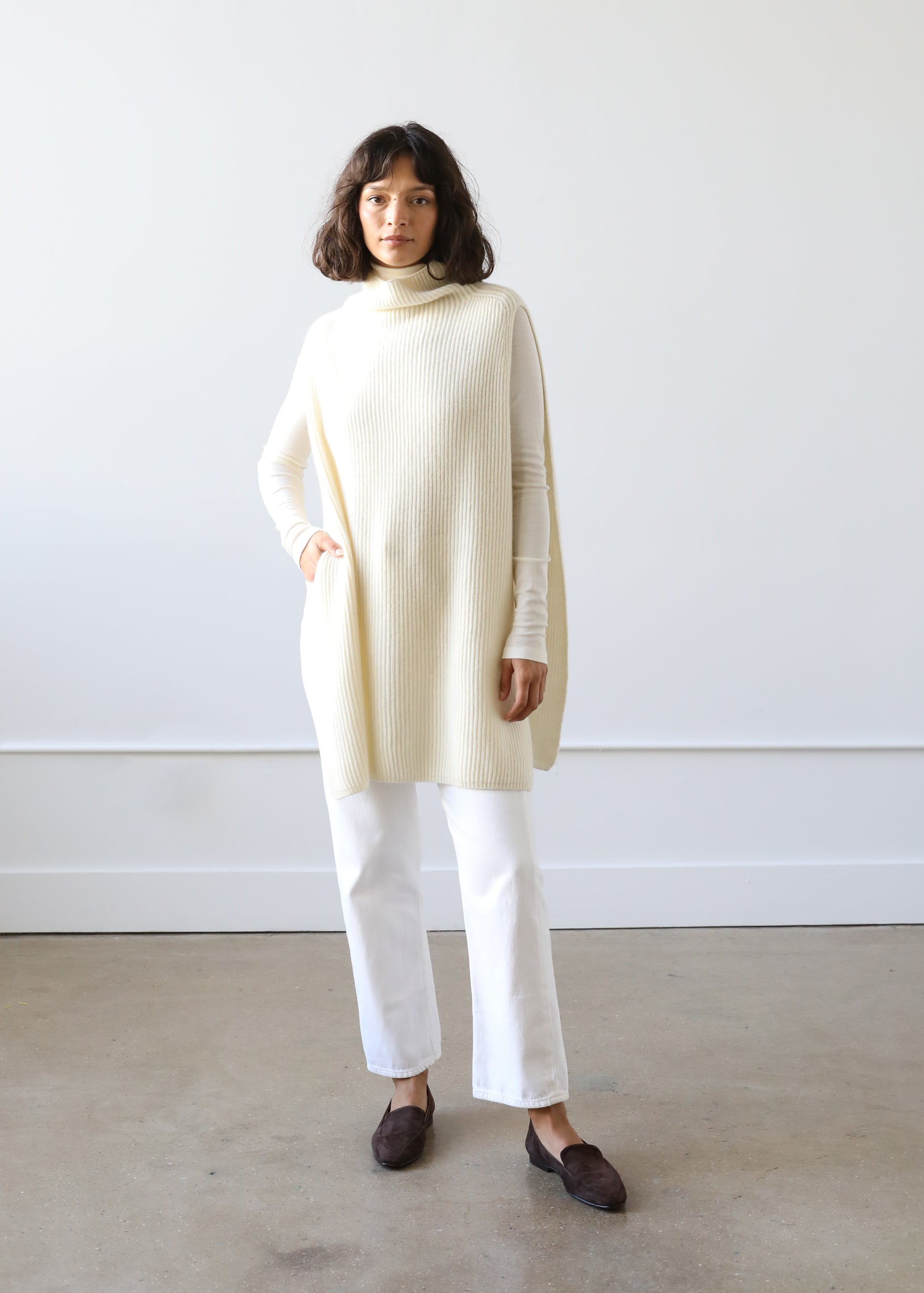 Estella NYC Gia Dickey Sweater in Ivory Cashmere