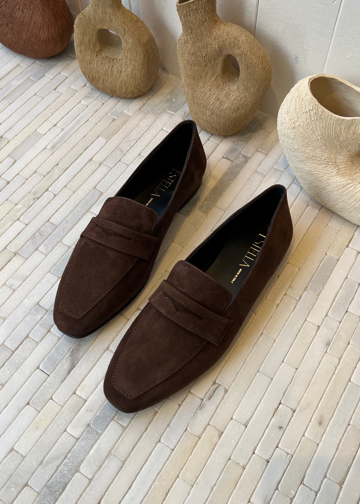 Kate Penny Loafer in Mocha Brown Suede