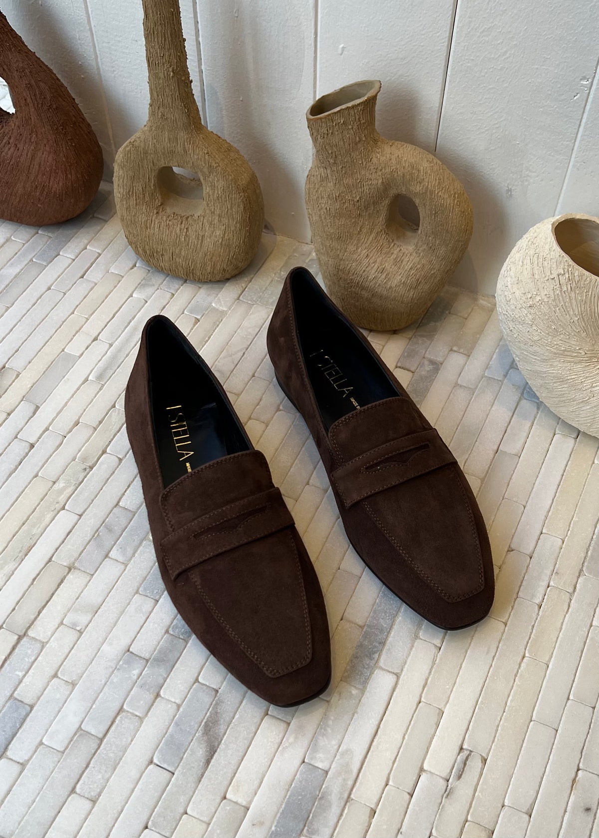 Kate Penny Loafer in Mocha Brown Suede